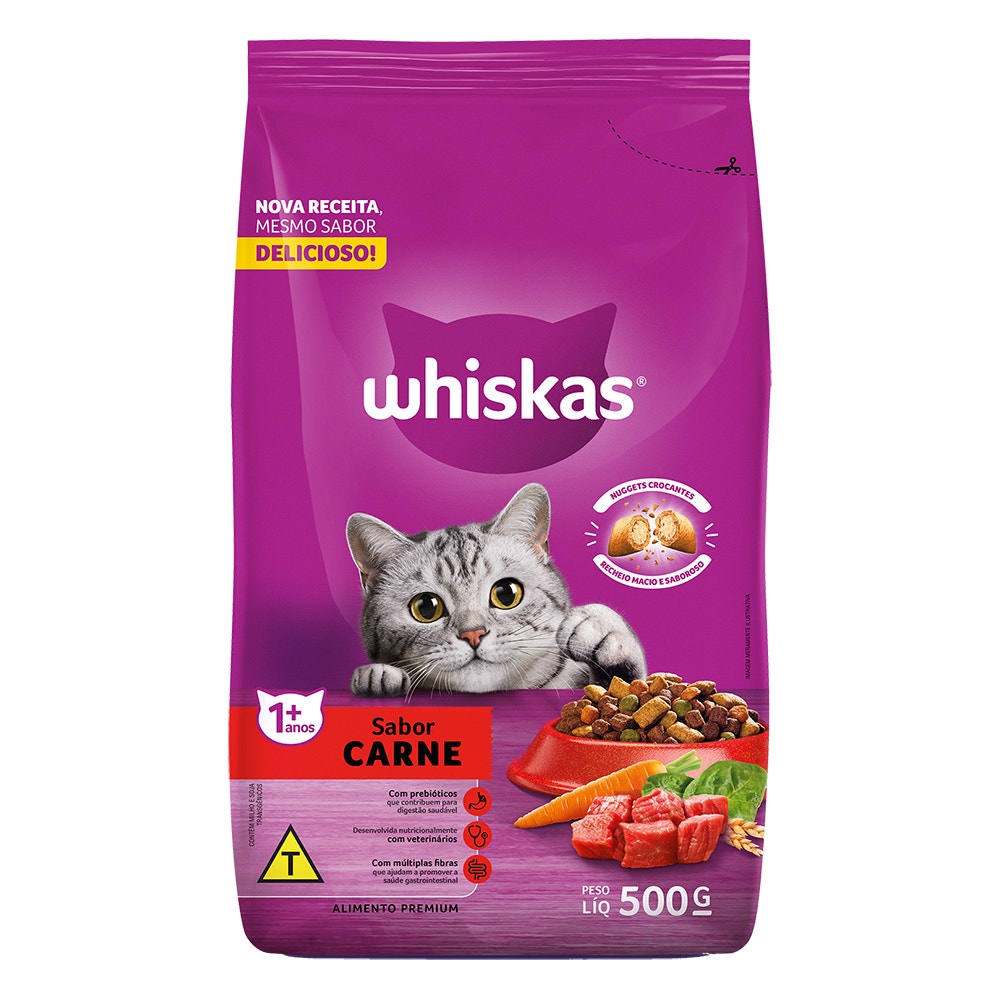 Ração Seca para Gatos Adultos WHISKAS® Carne - 1