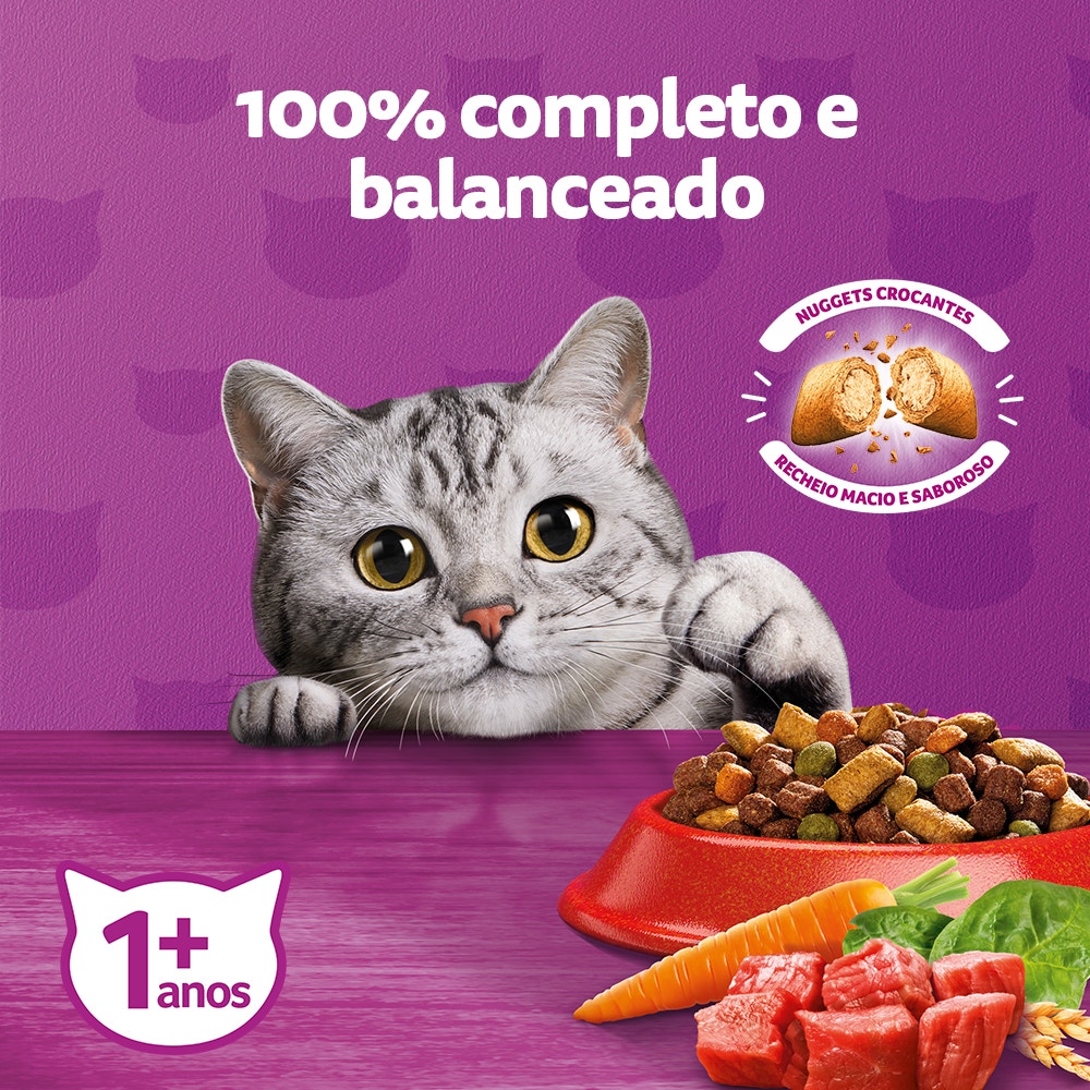 Ração Seca para Gatos Adultos WHISKAS® Carne - 3