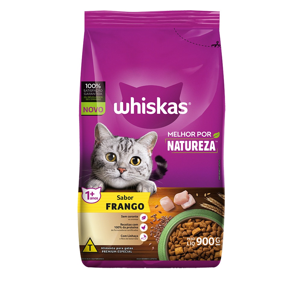 Ração Seca para Gatos Adultos WHISKAS® Melhor Por Natureza Frango - 1