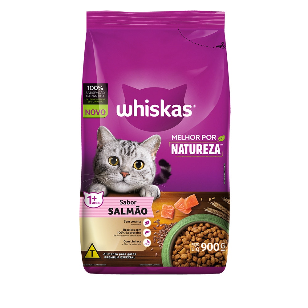 Ração Seca para Gatos Adultos WHISKAS® Melhor Por Natureza Salmão - 1