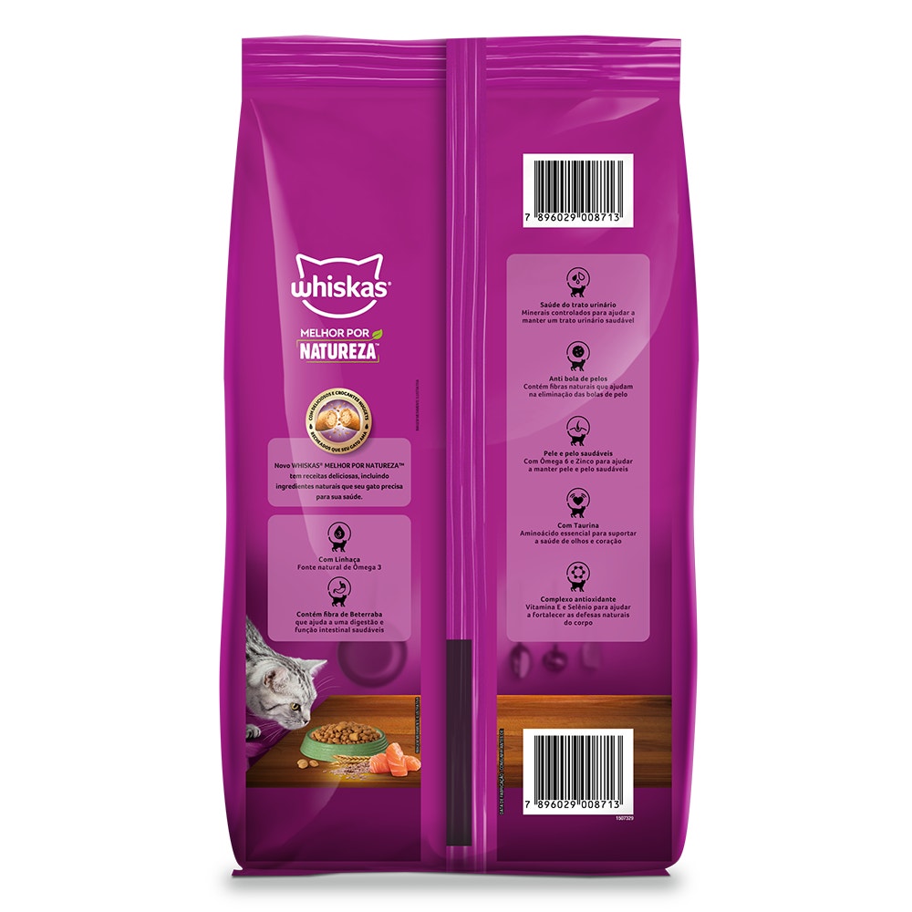Ração Seca para Gatos Adultos WHISKAS® Melhor Por Natureza Salmão - 2