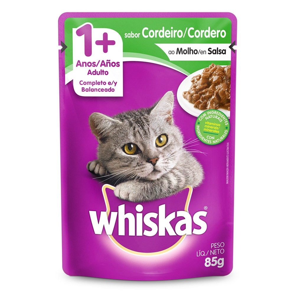 Ração Úmida para Gatos Adultos WHISKAS® Sachê Cordeiro ao Molho - 1