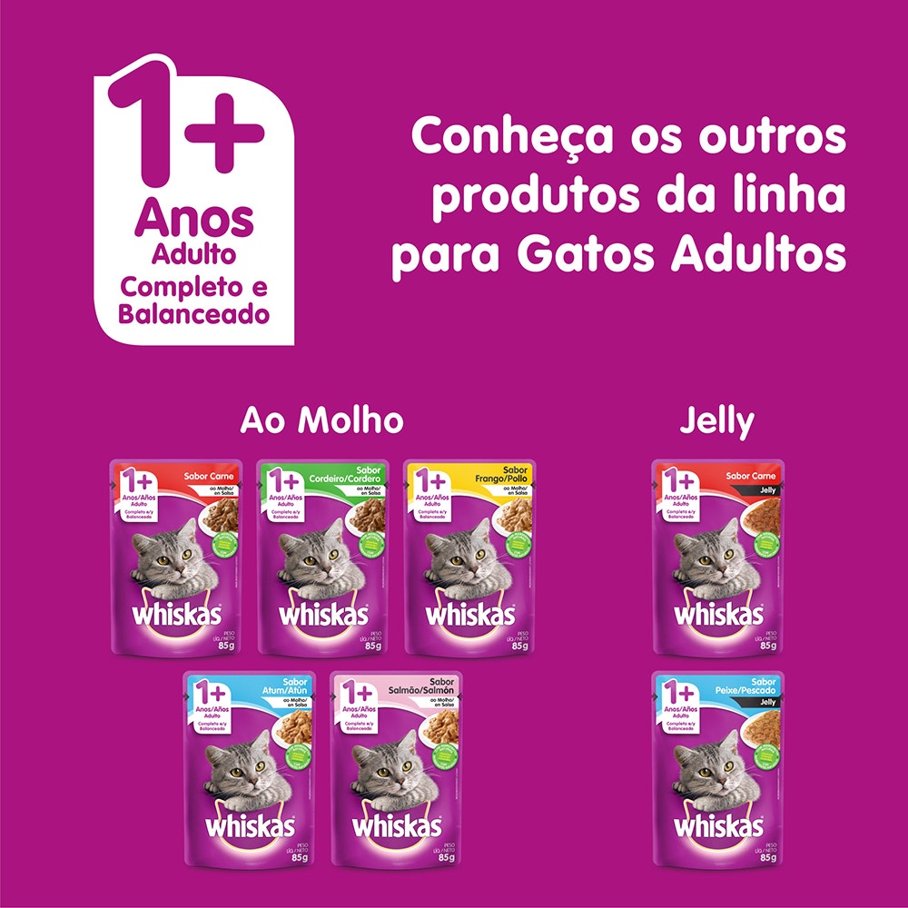 Ração Úmida para Gatos Adultos WHISKAS® Sachê Salmão ao Molho - 6