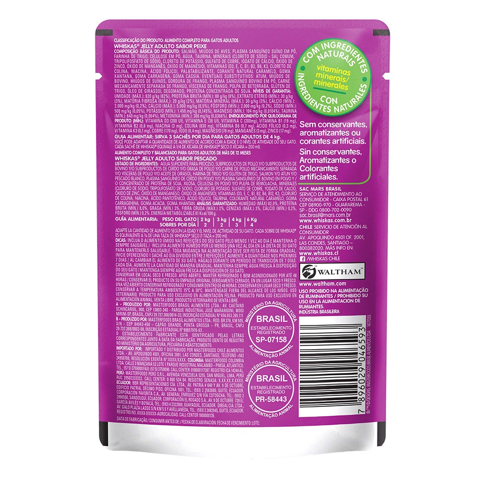 Ração Úmida para Gatos Adultos WHISKAS® Sachê Peixe ao Jelly - 2