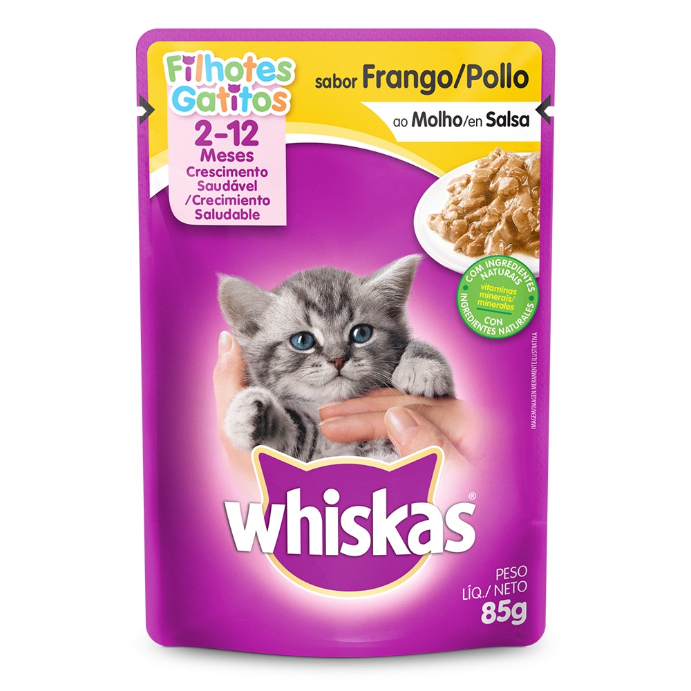 Ração Úmida para Gatos Filhotes WHISKAS® Sachê Frango ao Molho - 1