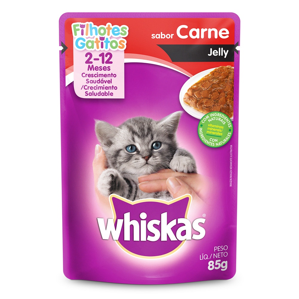 Ração Úmida para Gatos Filhotes WHISKAS® Sachê Carne ao Jelly - 1