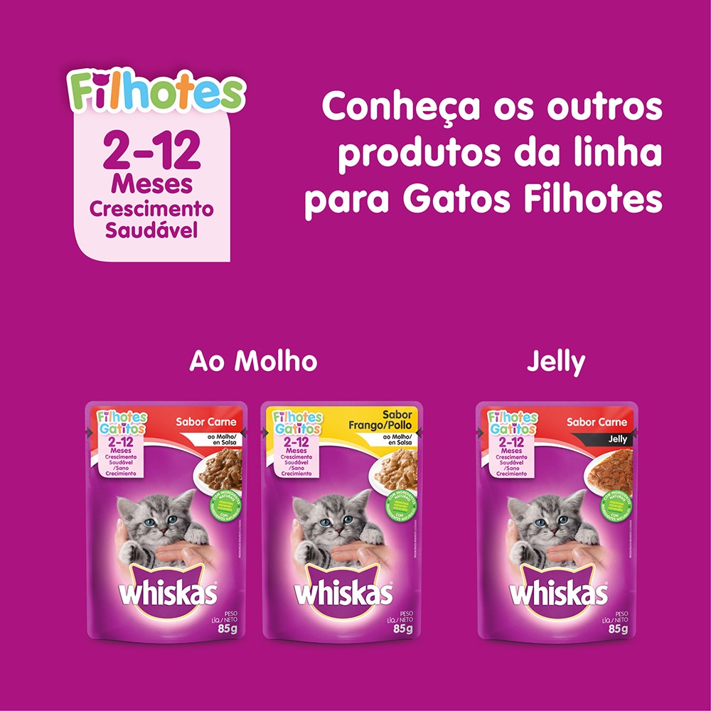 Ração Úmida para Gatos Filhotes WHISKAS® Sachê Carne ao Jelly - 6