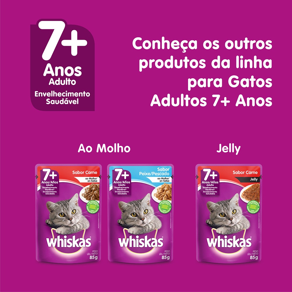 Ração Úmida para Gatos Sênior WHISKAS® Sachê Carne ao Jelly - 6