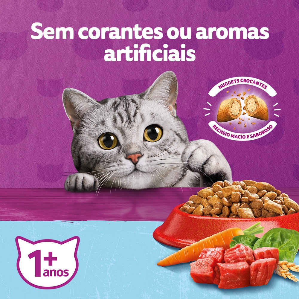 Ração Seca para Gatos Adultos Castrados WHISKAS® Carne - 3
