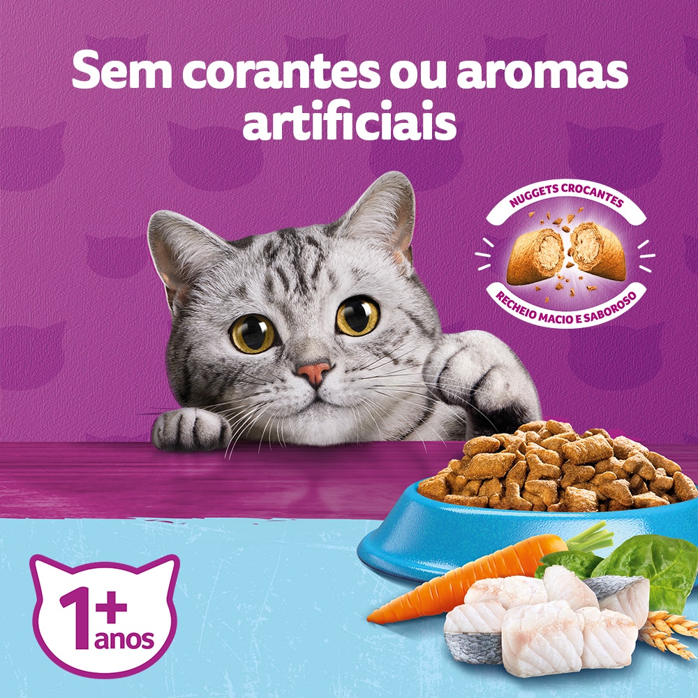 Ração Seca para Gatos Adultos Castrados WHISKAS® Peixe - 3