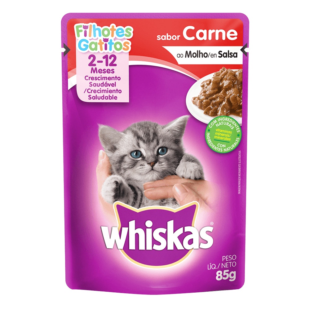 Ração Úmida para Gatos Filhotes WHISKAS® Sachê Carne ao Molho - 1