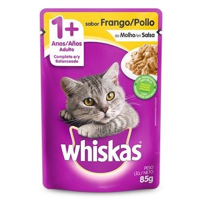 Ração Úmida para Gatos Adultos WHISKAS® Sachê Frango ao Molho 