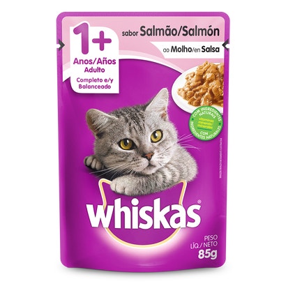 Ração Úmida para Gatos Adultos WHISKAS® Sachê Salmão ao Molho 