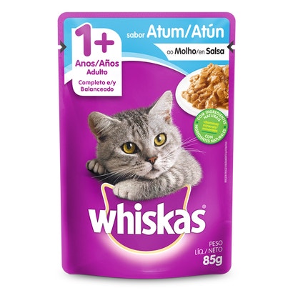 Ração Úmida para Gatos Adultos WHISKAS® Sachê Atum ao Molho 