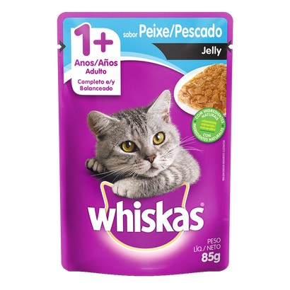 Ração Úmida para Gatos Adultos WHISKAS® Sachê Peixe ao Jelly 
