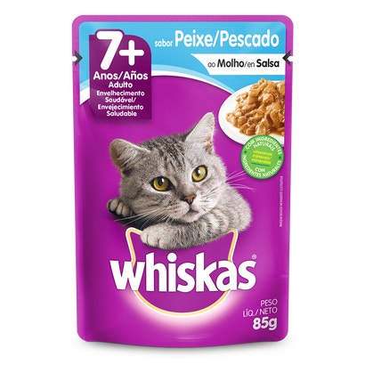 Ração Úmida para Gatos Sênior WHISKAS® Sachê Peixe ao Molho 