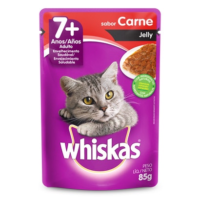 Ração Úmida para Gatos Sênior WHISKAS® Sachê Carne ao Jelly 