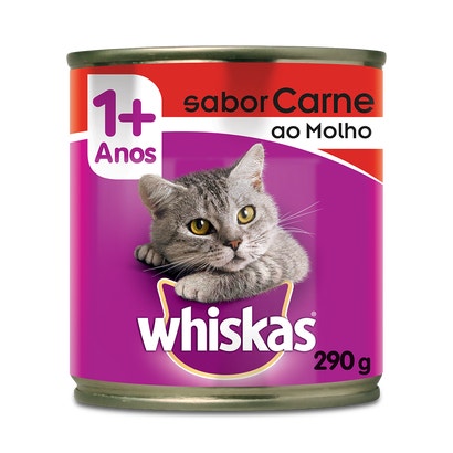 Ração Úmida para Gatos Adultos WHISKAS® Lata Carne ao Molho 