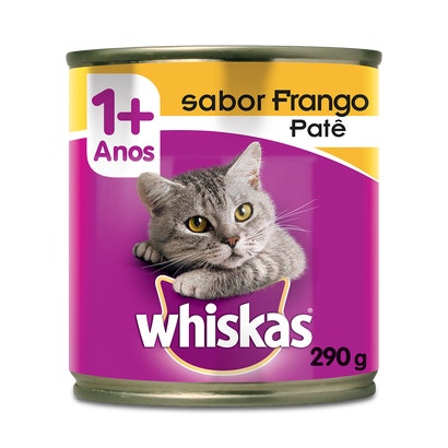Ração Úmida para Gatos Adultos WHISKAS® Lata Frango ao Patê 