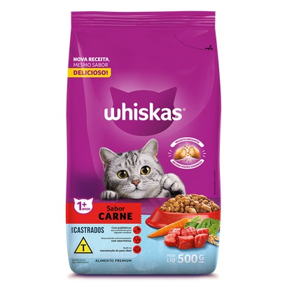 Ração Seca para Gatos Adultos Castrados WHISKAS® Carne 