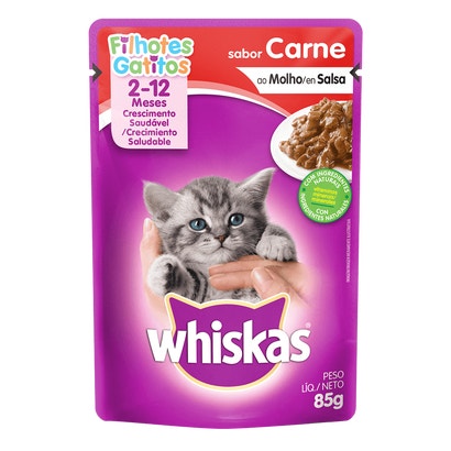 Ração Úmida para Gatos Filhotes WHISKAS® Sachê Carne ao Molho 