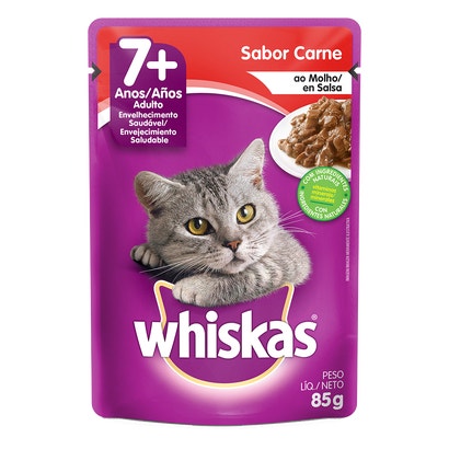Ração Úmida para Gatos Sênior WHISKAS® Sachê Carne ao Molho 